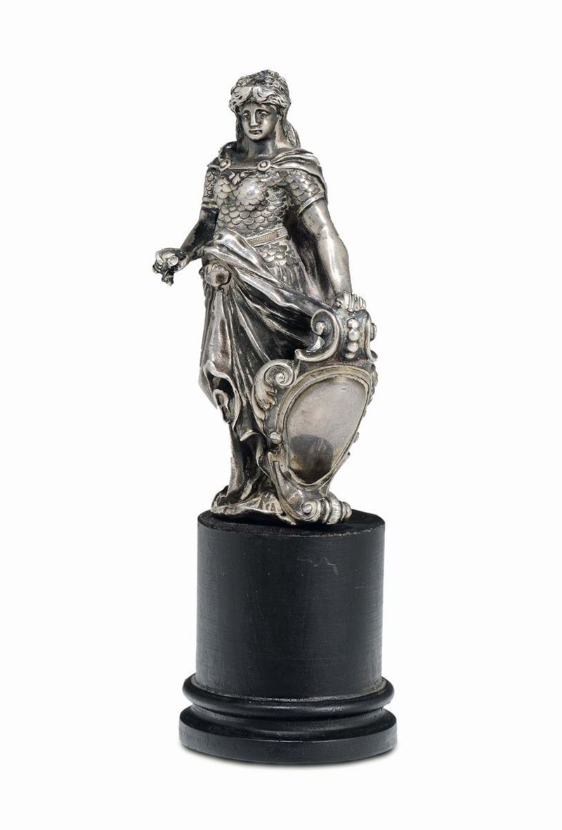 Figura di Minerva in argento fuso e cesellto, orafo del XIX - XX secolo  - Asta Argenti da Collezione e Objets de Vertu - Cambi Casa d'Aste
