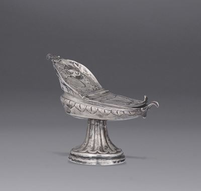 Navicella in Argento Sbalzato e Cesellato, Napoli 1802, Punzoni del Console e Dell’argentiere di ...