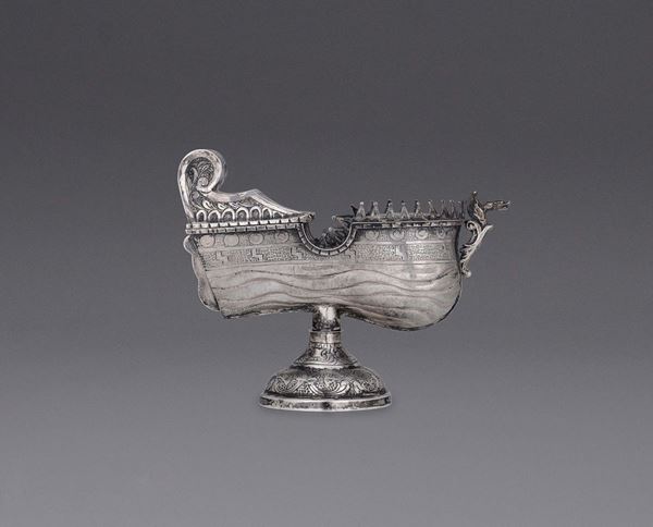 A small silver-gilt ship, (Naples or Sicily) 18th century, apparently unmarked.