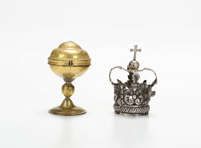 Lotto Composto da Piccola Corona in Argento e Piccolo Portaostie