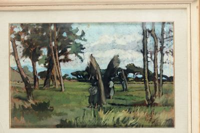 Francesco Gioli (1846-1922)paesaggio con Figure