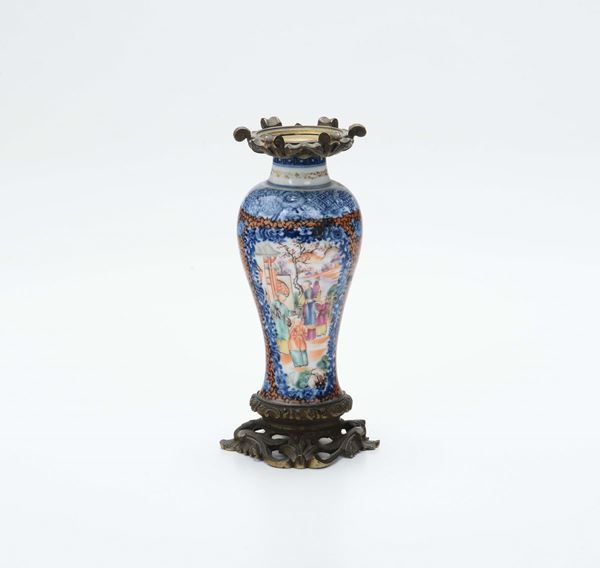 A polychrome enamelled porcelain vase, East India Company 1770