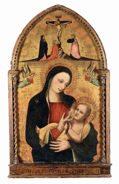 Giovanni del Biondo (pratovecchio 1356 - Firenze 1399)madonna del Latte, Angeli e Crocifissione d...