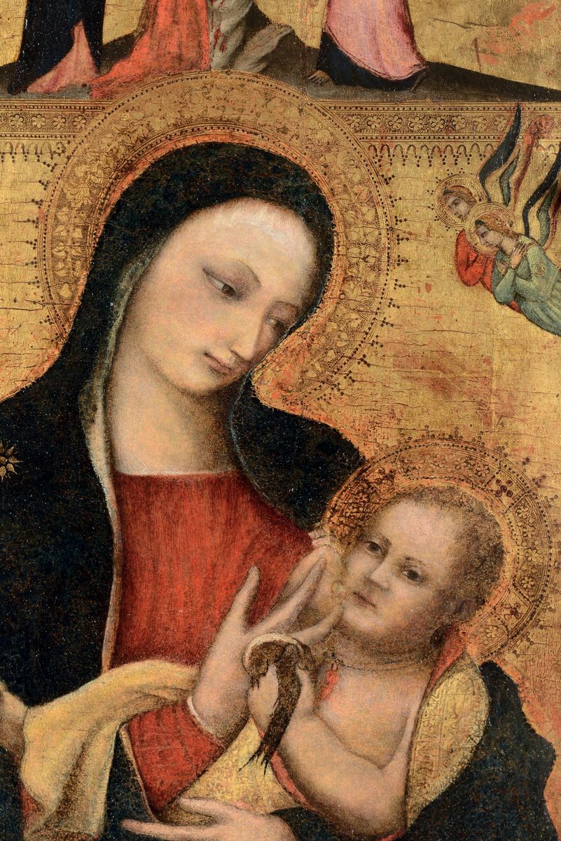 Giovanni del Biondo (pratovecchio 1356 - Firenze 1399)madonna del Latte, Angeli e Crocifissione d...