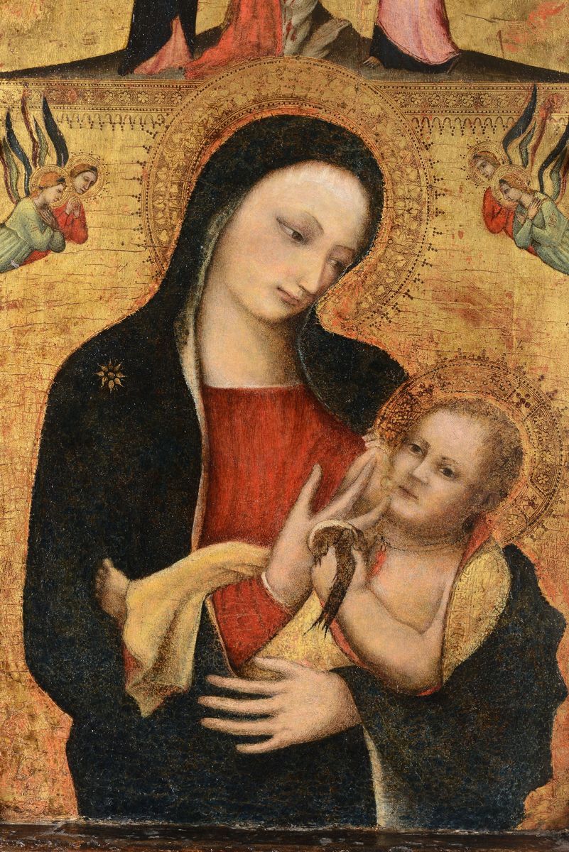 Giovanni del Biondo (pratovecchio 1356 - Firenze 1399)madonna del Latte, Angeli e Crocifissione d...