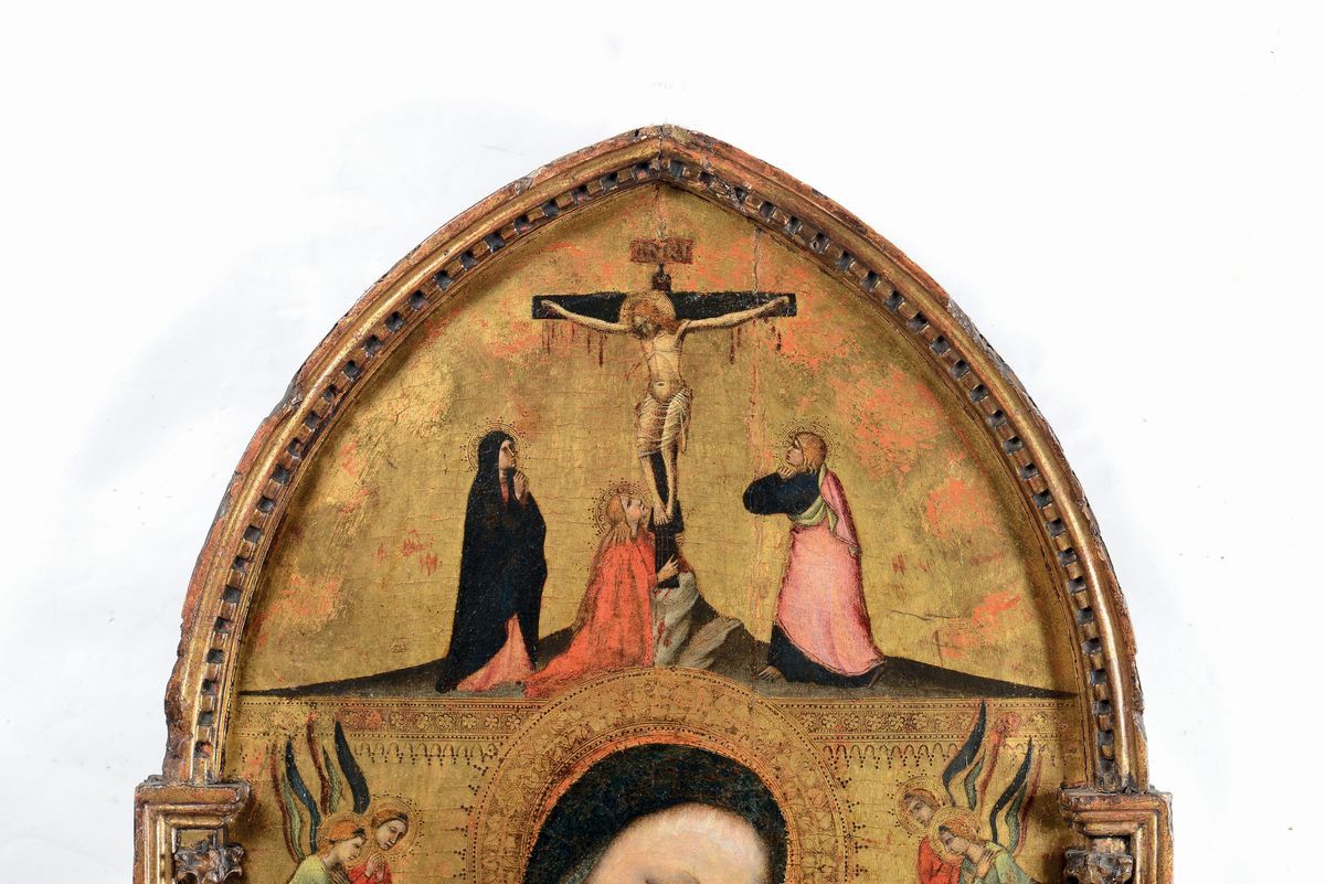 Giovanni del Biondo (pratovecchio 1356 - Firenze 1399)madonna del Latte, Angeli e Crocifissione d...