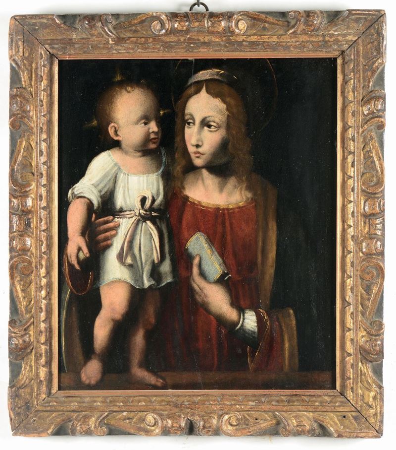 Bernardino Luini (Dumenza 1481 - Milano 1532), seguace di Madonna con Bambino  - Asta Dipinti Antichi - Cambi Casa d'Aste