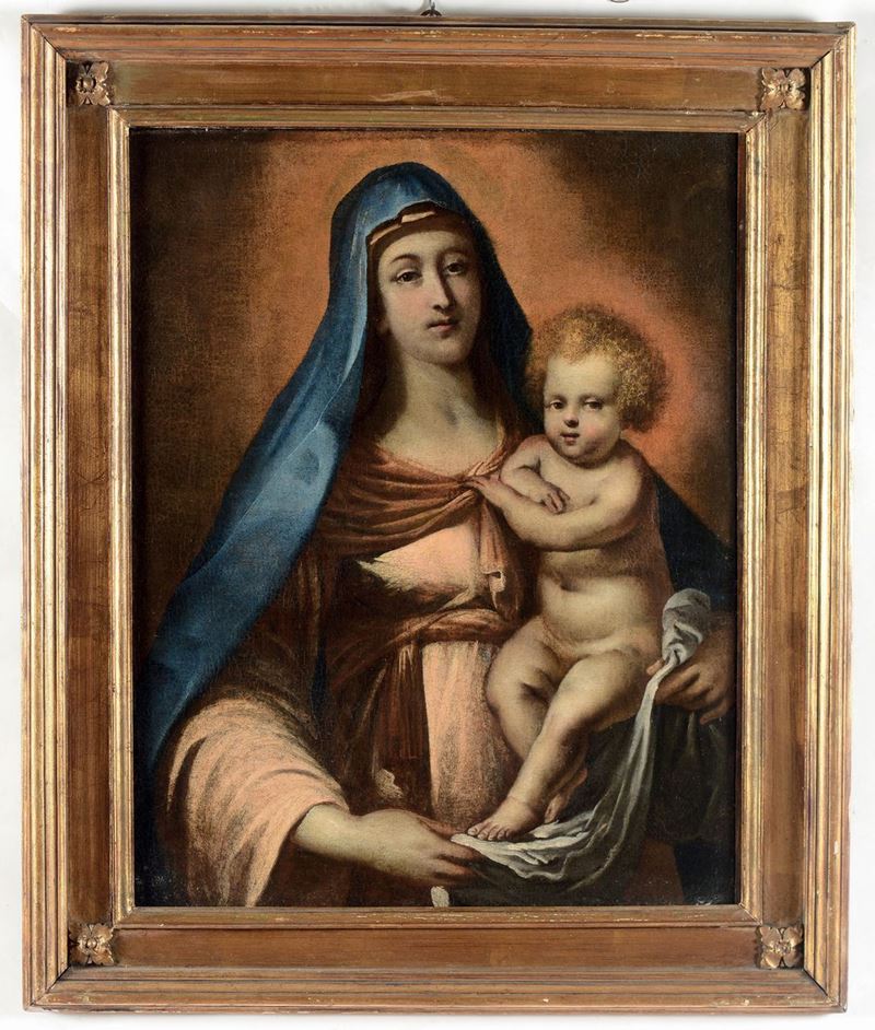 Artista Veneto del XVII secolo Madonna con Bambino  - Asta Dipinti Antichi - Cambi Casa d'Aste