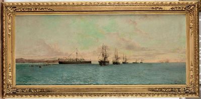 Agostino Fossati (1830-1904)navi sul Golfo