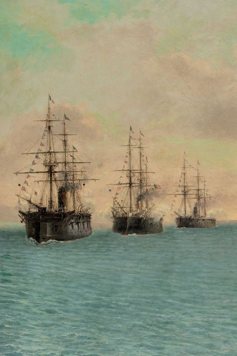 Agostino Fossati (1830-1904)navi sul Golfo