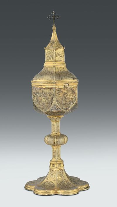 Pisside in Lastra di Argento Dorato, Nord Europa XIX Secolo