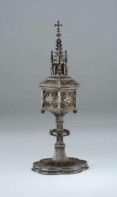 Pisside Neogotica in Argento, Belgio Fine XIX Secolo
