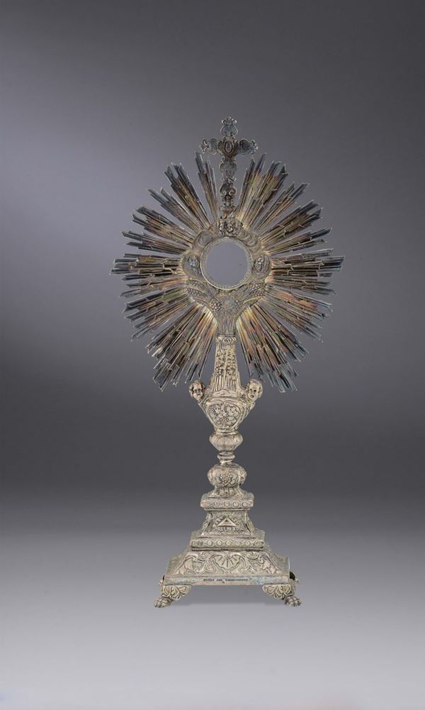 A silver ostensory, France, second half of the 19th century.