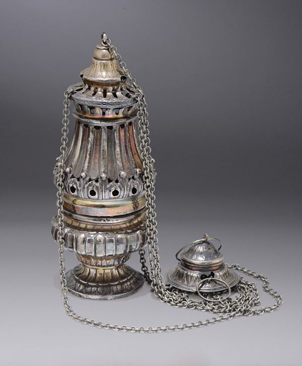 A silver incense burner, Naples, 18th century