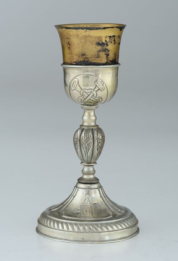 Calice in metallo argentato con simboli della Passione, XIX secolo