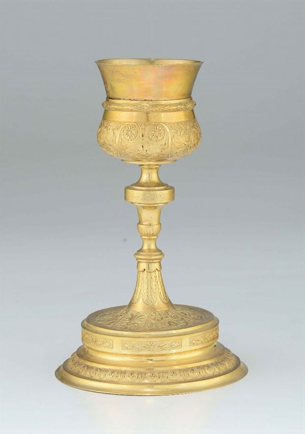 Calice in metallo dorato con decori Carlo X, Francia, XIX secolo