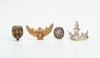 Gruppo di Quattro Frammenti in Argento e Metallo Dorato