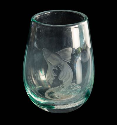 Orrefors, Disegno Lindstrand Vike, vaso in cristallo inciso alla mola (Svezia), circa 1950