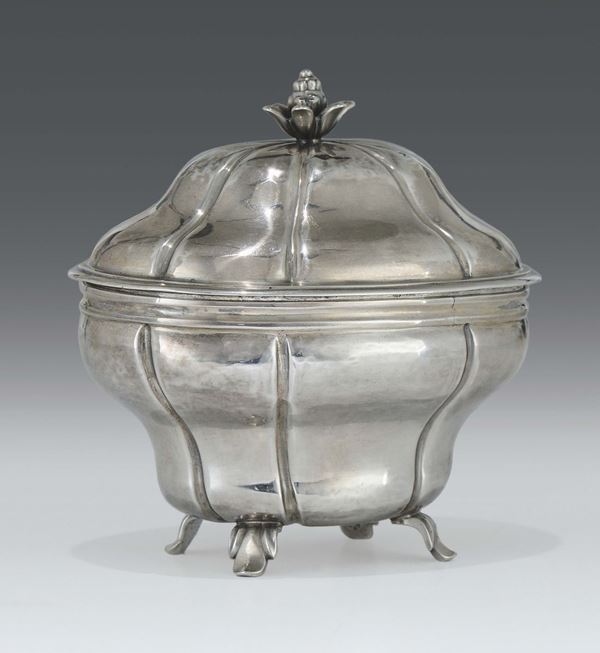 A silver sugar bowl, maker Giacomo Francesco Sattinara, Turin mid 18th century.