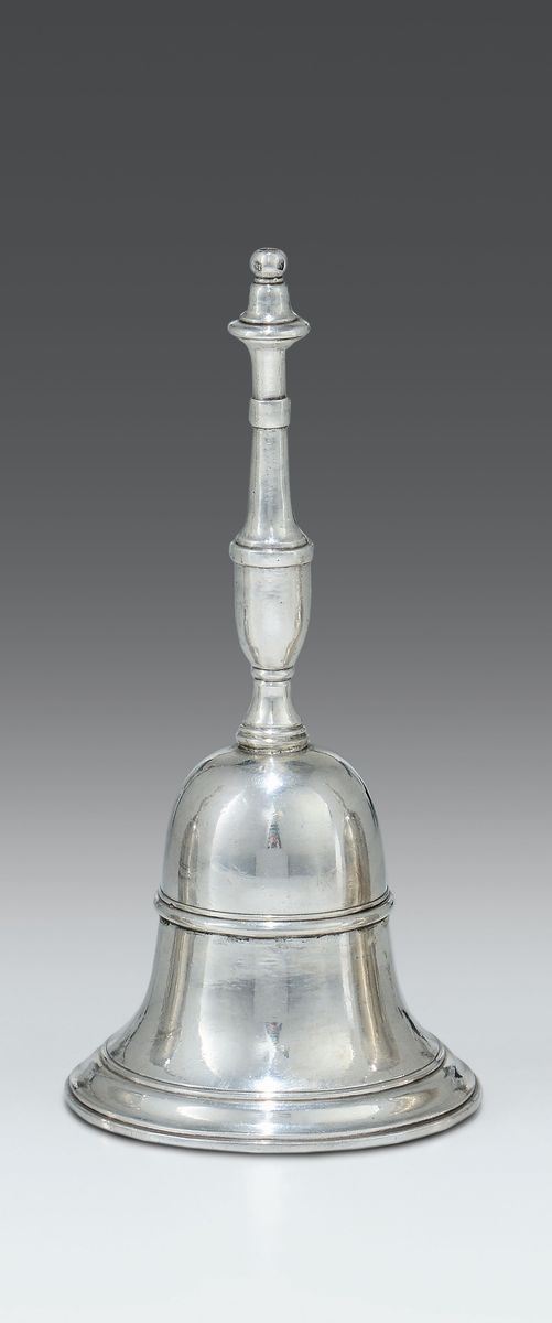 Campanello in argento fuso e tornito, Roma terzo decennio del XIX secolo, Argentiere Francesco Ossani (1800-1829)