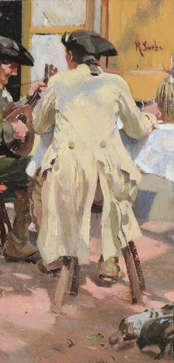 Raffaello Sorbi (1844-1931) Studio di scena all'osteria