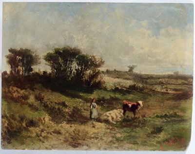 Pittara (XIX Secolo)paesaggio con Contadina