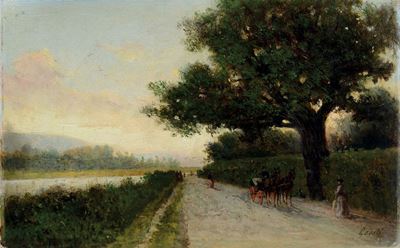 Lorenzo Gelati (1824-1893)trittico di Paesaggi