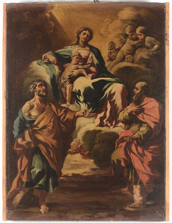 Francesco Solimena (Napoli 1657-1747), ambito di Madonna in gloria col Bambino e Santi