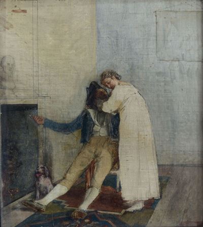Giovanni Battista Quadrone (1844-1898)studio con Figure in un Interno