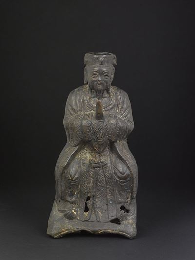 Figura di Dignitario in Bronzo, Cina, Dinastia Ming, XVII Secolo