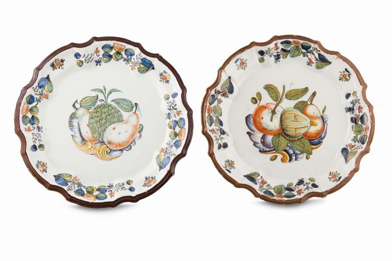 Due piatti Nove, Fabbrica di P. Antonibon, seconda metà del XVIII secolo  - Asta Maioliche e Porcellane da Collezione - Cambi Casa d'Aste