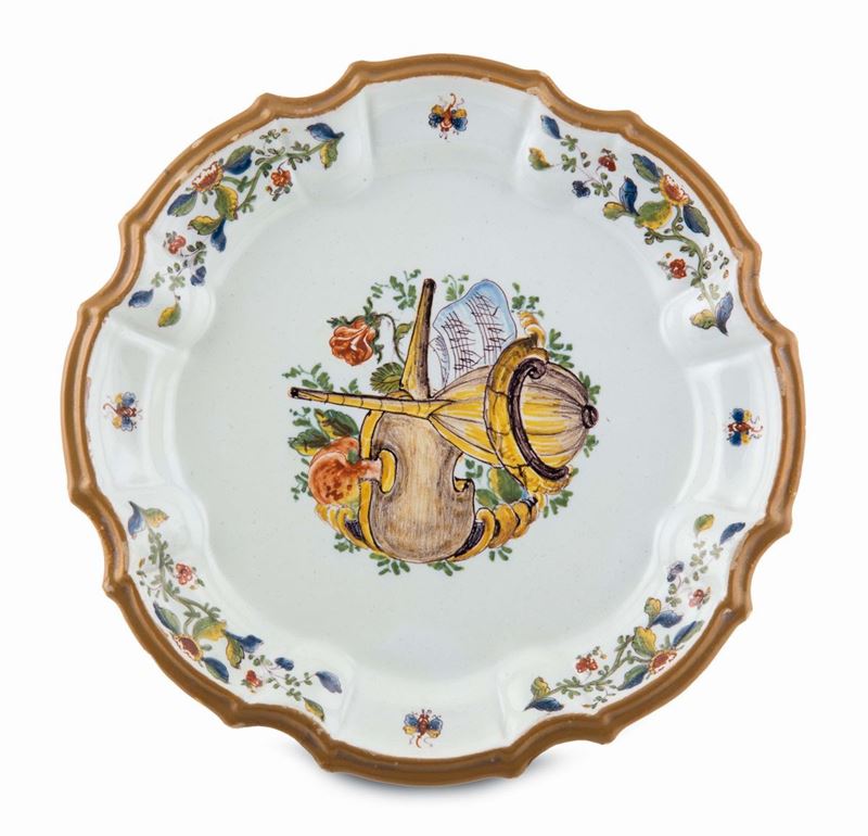 Raro piatto Nove, Fabbrica di P. Antonibon, seconda metà del XVIII secolo  - Auction Collectors' Majolica - Cambi Casa d'Aste