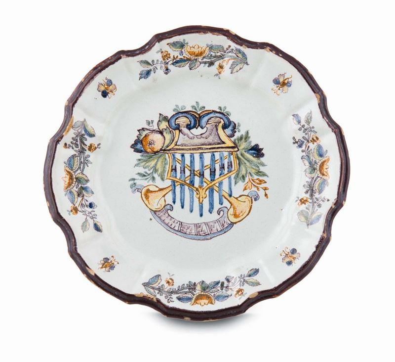 Raro piatto Nove. Fabbrica di P. Antonibon, seconda metà del XVIII secolo  - Auction Collectors' Majolica - Cambi Casa d'Aste