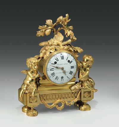 Pendola Francese da Tavolo in Bronzo Dorato Firmata Robert & Fils - a la Chaux De Fonds, Luigi XV...