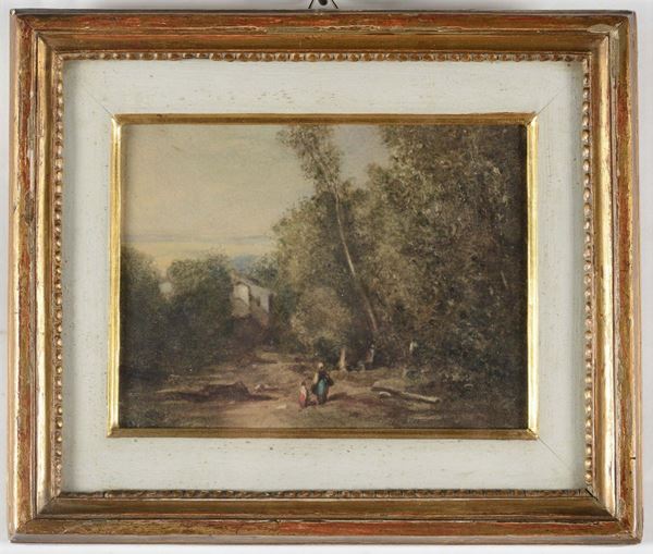 Jean Baptiste Camille Corot (1796-1875), copia da Paesaggi boscosi con figure