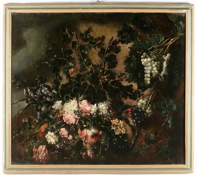 Margherita Caffi (cremona 1650 - Milano 1710), Attribuito Anatura Morta con Fiori e Frutta