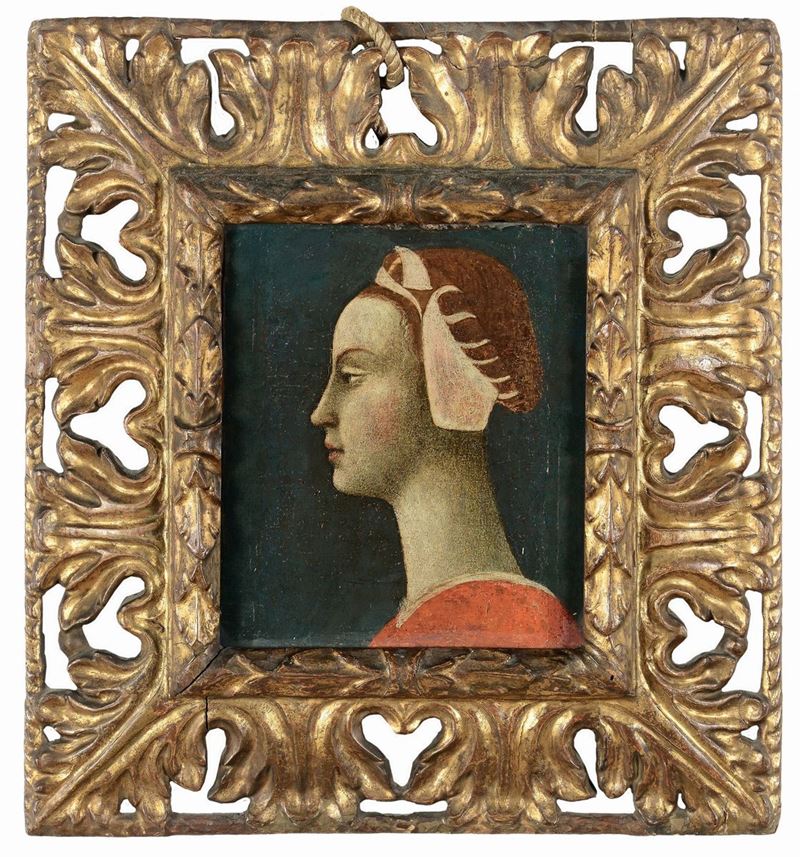 Imitatore del XV secolo Ritratto femminile visto di profilo  - Auction Old Masters Paintings - Cambi Casa d'Aste