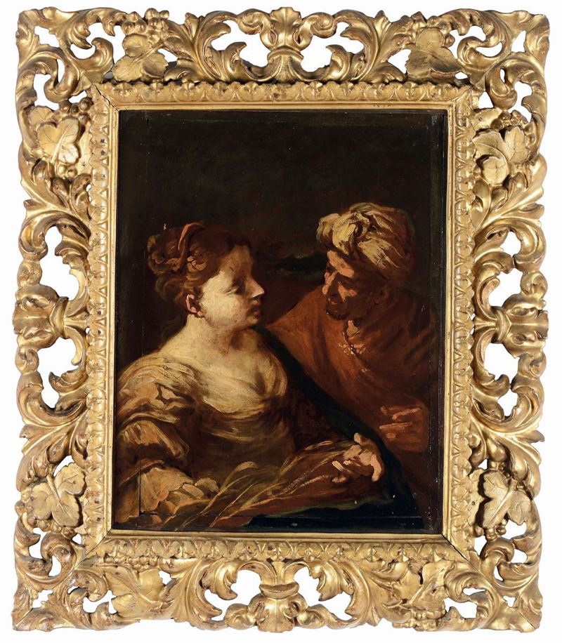Pittore Bolognese del XVIII secolo Scena di genere con figure  - Asta Dipinti Antichi - Cambi Casa d'Aste