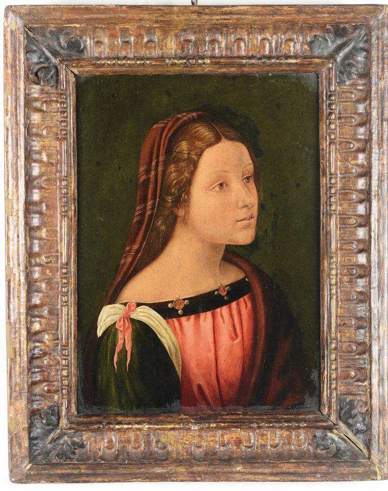 Scuola Toscana del XVI secolo Ritratto femminile  - Asta Dipinti Antichi - Cambi Casa d'Aste