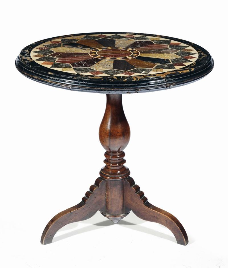 Tavolino in mogano con piano in commessi di marmo, Inghilterra, XIX secolo  - Asta Antiquariato - Cambi Casa d'Aste