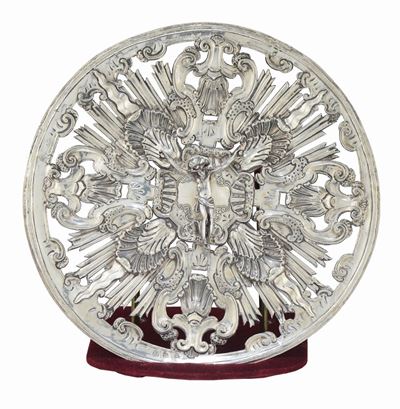 Grande Aureola in Argento Sbalzato e Cesellato,punzoni della Città di Napoli Dell’anno 1750 e del...