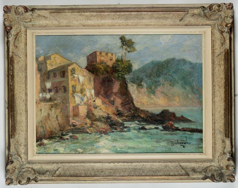 Cesare Bentivoglio (1868-1952) Veduta di Camogli  - Asta Dipinti del XIX e XX secolo - Cambi Casa d'Aste