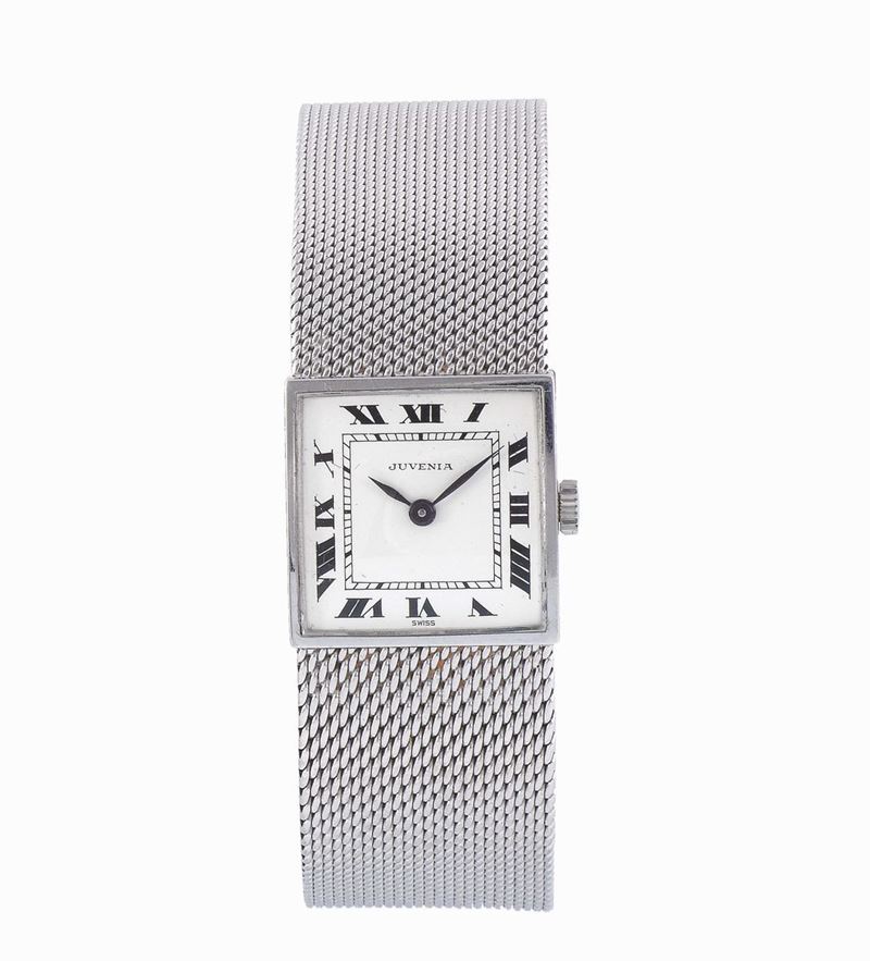 JUVENIA, case No.684945, Ref. 7183, 18K white gold wristwatch with an 18K white gold bracelet. Accompanied by the original box and Guarantee. Made circa 1960  - Auction Watches and Pocket Watches - Cambi Casa d'Aste