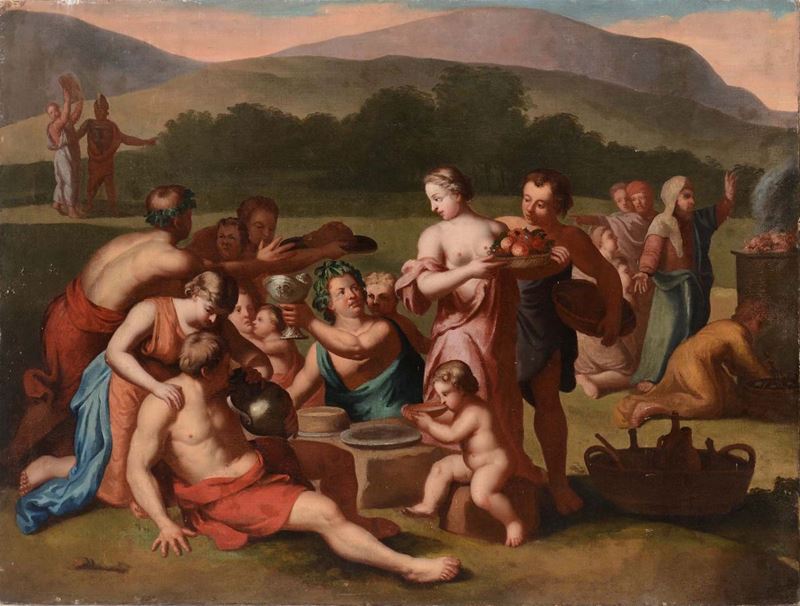 Pittore Olandese del XVIII secolo Baccanale  - Asta Antiquariato - I - Cambi Casa d'Aste