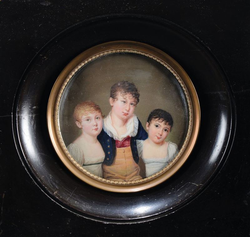 Louise Jeanne Sophie Janin (Ginevra, 1781- Plainpalais, 1842) Triplo ritratto  - Asta Argenti da Collezione e Objets de Vertu - Cambi Casa d'Aste
