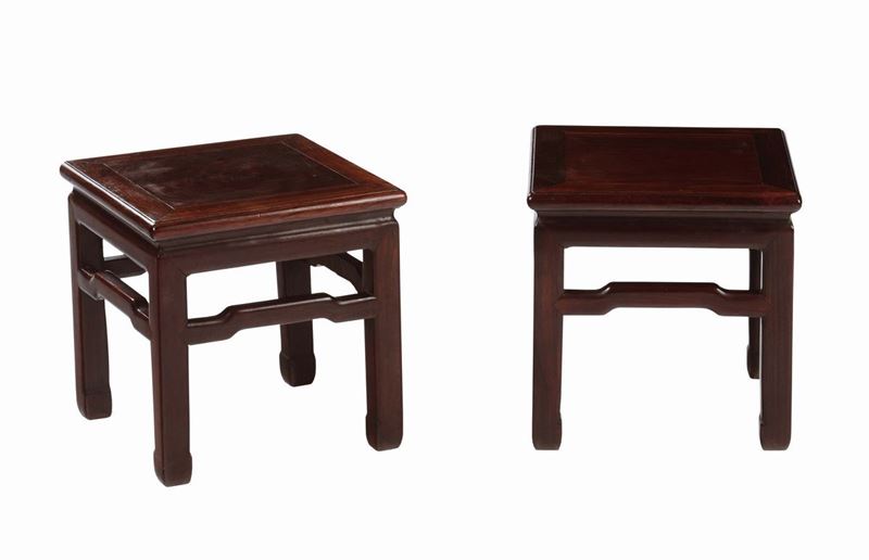 A pair of homu stools, China, Qing Dynasty, 19th century  - Auction Fine Chinese Works of Art - Cambi Casa d'Aste