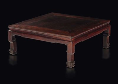 Tavolo da The in Legno di Homu, Cina, Dinastia Qing, XIX Secolo