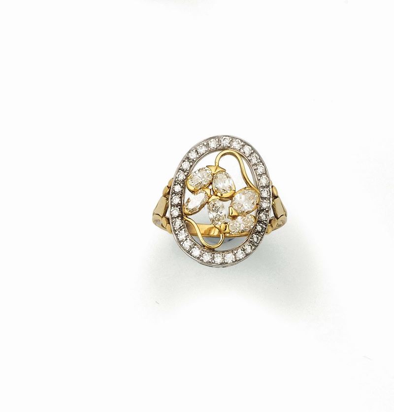Diamond ring mounted in white and yellow gold, Enrico Cirio, Italy  - Auction Fine Jewels - Cambi Casa d'Aste