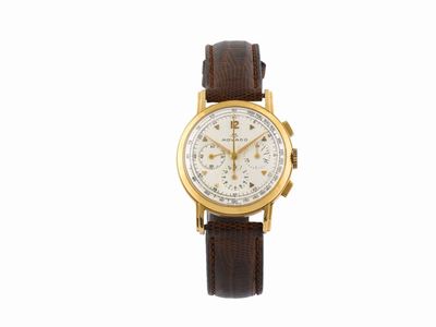 Movado, Cassa No. A102669, Ref. R9053, Orologio da Polso, Cronografo, in Oro Giallo 18k con Scala...