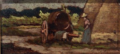 Giovanni Fattori (1825 - 1908)paesaggio con Contadino